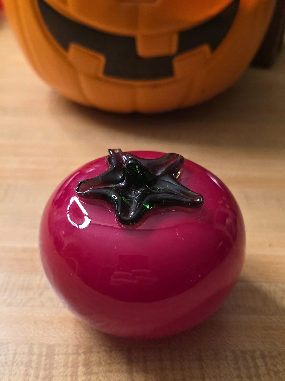 Decorative Glass Tomato Accent - Pink